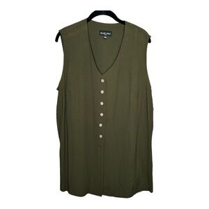 New Ellen Figg Women’s Button Front Vest Top Size 18W Green BNWT
